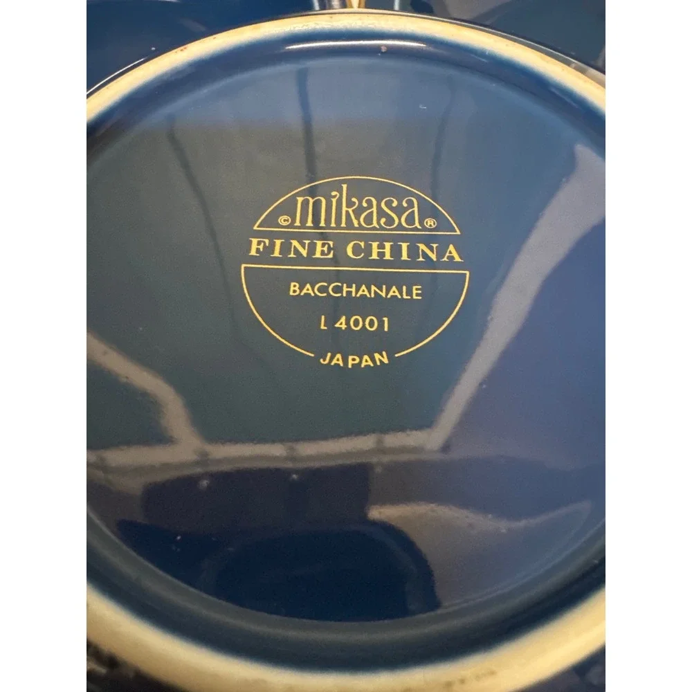 Set‎ of 6 Mikasa Bacchanale L4001 Cobalt Blue Fine China Soup Pasta Bowls Japan